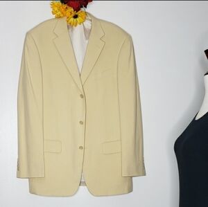 Oscar de la Renta Wool Suit Coat Jacket Cream Luxury Mens Evening Attire Holiday